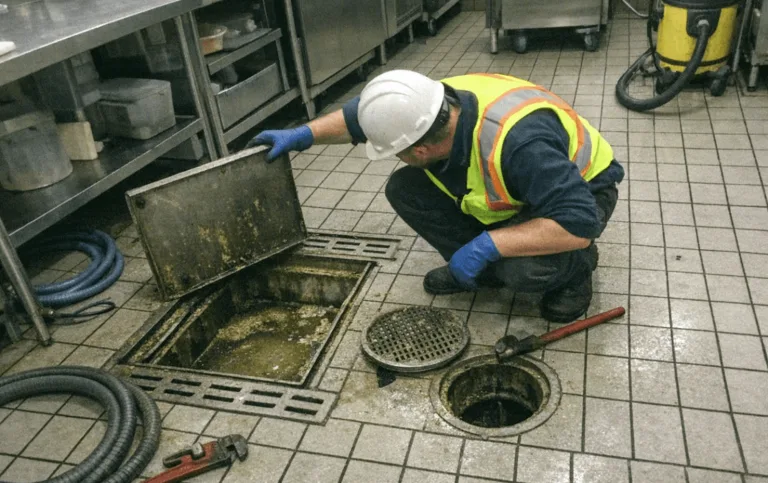 Reinigung eines Fettabscheiders in einer Großküche